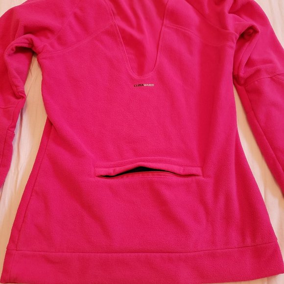 Adidas Hot Pink Climawarm Fleece Pullover 1/4 Zip Thumbholes Pocket XS - Picture 4 of 6